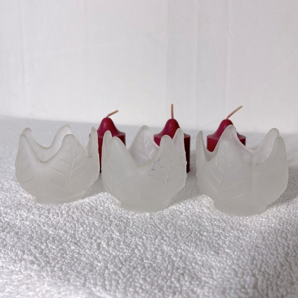 Vintage Party Lite Frosted Glass Candle Holders x3 - Picture 7 of 10